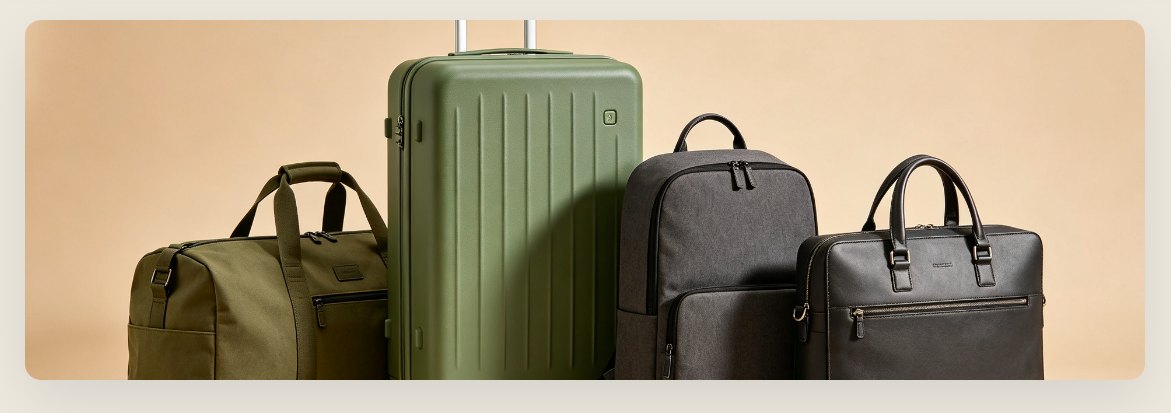 Luggage product range a new luggage brand chooses between: hardside carry-on, softside travel bag, backpack and business bag